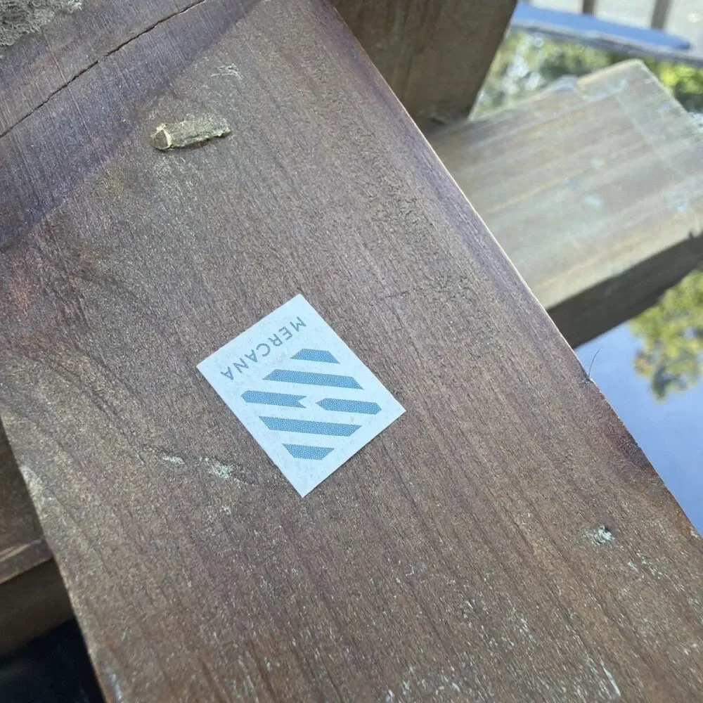 Mercana Wood Geometric Sculpture For Desk Or Mantle With Sticker